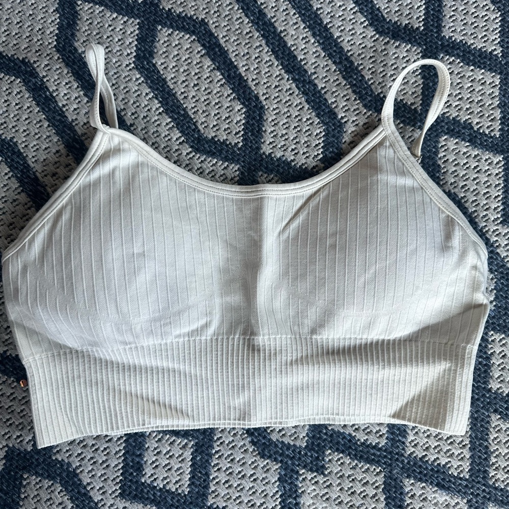 Stylish Ribbed Bralette in Soft Cream